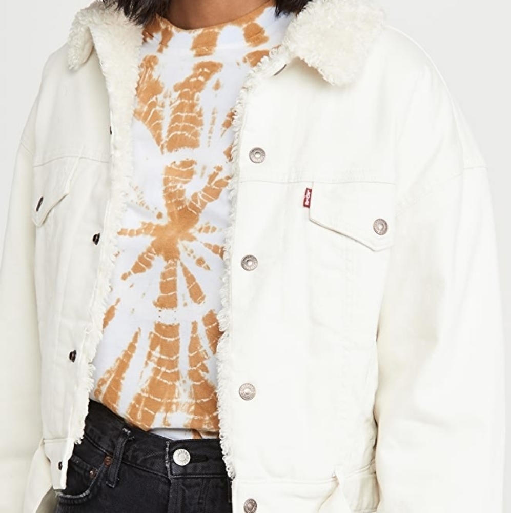 NWT Levi's White Sherpa-Lined Denim Jacket, SM